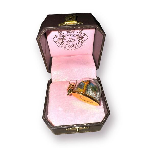 Juicy Couture Aloha Snow Globe Charm Hawaiian Charm w/ Box Gold Tone Super Rare! - Picture 1 of 10